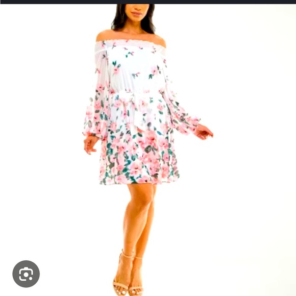 NWT Premier Armour Women’s Size 14 Off Shoulder Floral Dress - Picture 2 of 11